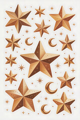 Obraz premium Golden stars and moons, a celestial design. 