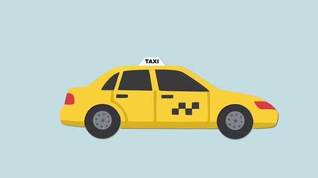  looping animation of a stylized yellow taxi. It can be used for various purposes like a website background, a mobile app loading screen, or a visual element in videos and presentations 