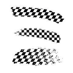 Distressed Checkered Flag Brush Strokes.