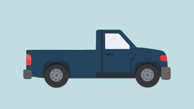 looping animation of a simple, stylized blue pickup truck.&nbsp;visual asset in videos and presentations related to logistics, transport, or work-related themes