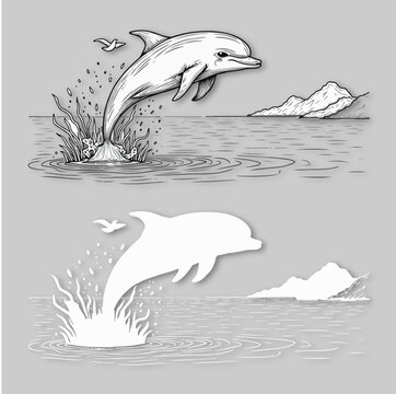 dolfin and water vector illustration desgine