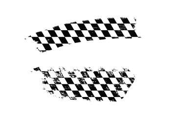 Distressed Checkered Flag Brush Strokes.