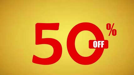 Promotional sale video with 50 percent off discount text
