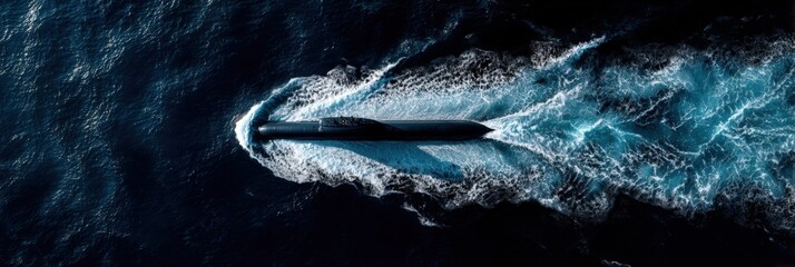 Dark ocean, submarine wake