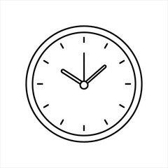 Simple black line drawing of a clock face with hands pointing to 10 and 2 time watch