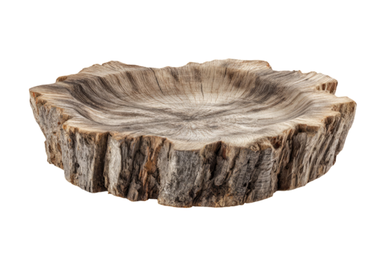 Wooden tree stump, flat top