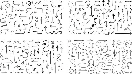 Fototapeta premium Set of hand-drawn arrows isolated on white background