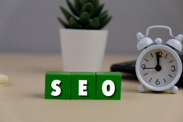 SEO text on white mini card. acronym of search engine optimization. on-site, SEO, Technical SEO. Finance Business Concept. Technical SEO Web Marketing. Digital Content Search Optimization. 