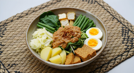 Gado-Gado a vibrant Indonesian salad with peanut sauce and fresh vegetables a culinary masterpiece