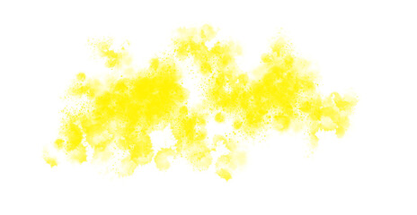 An abstract splash of vivid yellow paint against a stark black background creates