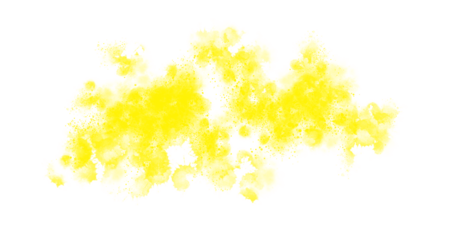 An abstract splash of vivid yellow paint against a stark black background creates