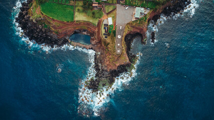 Aerial Drone View of Ilhéu do Topo, São Jorge Island, Azores