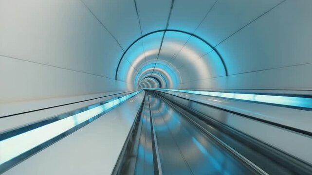 Futuristic Hyperloop Tunnel with Glowing Neon Lights