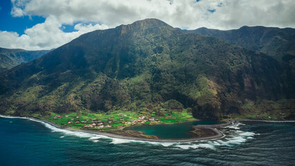 Aerial View of Fajã da Caldeira de Santo Cristo, São Jorge Island, Azores