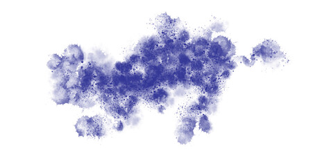 Abstract splatter illustration of a navy blot on solid black background artfully done