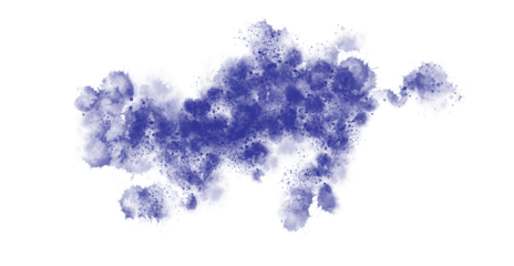 Abstract splatter illustration of a navy blot on solid black background artfully done