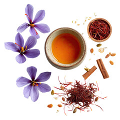 Saffron tea and flowers, spices (1)
