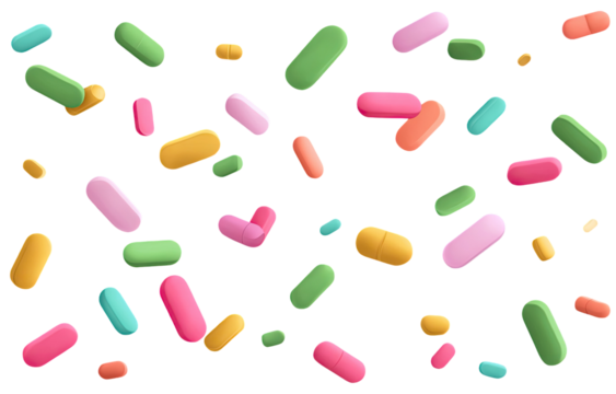 Colorful pills scattered on black background (6)