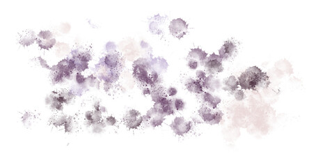 Abstract watercolor design featuring pastel violet and mauve hues splashes and splatters.