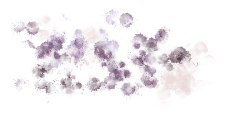 Abstract watercolor design featuring pastel violet and mauve hues splashes and splatters.