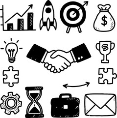 sketch of financial symbols a...