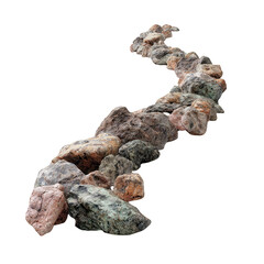 Curved line of various-colored stones