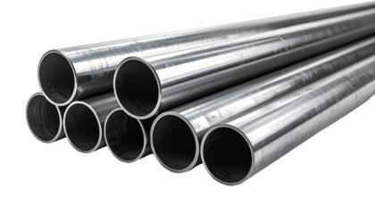 Stack of polished metal pipes (1)