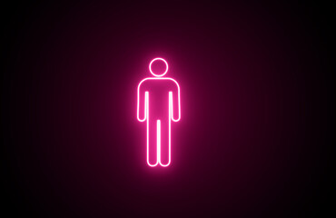 Neon glowing pink color male toilet icon on black background. Neon Bathroom Glyph Icon. Glowing man toilet symbol icon set, WC pictogram. Boy toilet sign. Father bathroom.