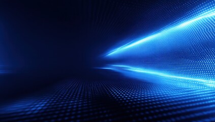 Abstract blue glowing digital tunnel