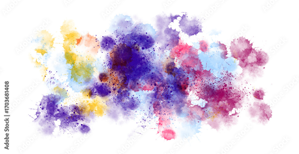 Poster abstract colorful splatters create a vibrant and dynamic watercolor illustration effect.