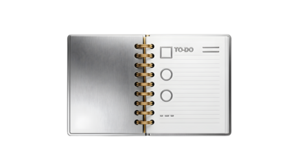 Silver Spiral Notebook with To Do List on White Background