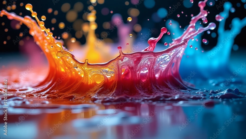 Poster colorful water splashes creating a vibrant display of art, symbolizing creativity and expression. th
