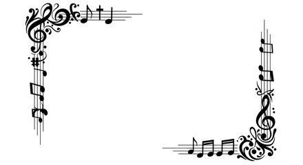 Elegant Musical Note Corner Borders Design for Decorative Frames and Creative Projects