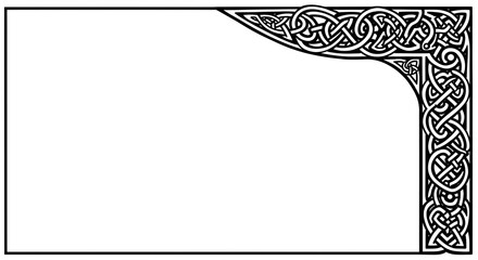 Decorative Celtic corner with traditional intricate knotwork pattern, isolated on white background