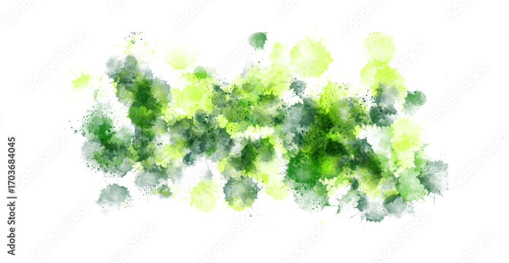 Poster abstract splashes of vibrant green and chartreuse paint create a dynamic texture.