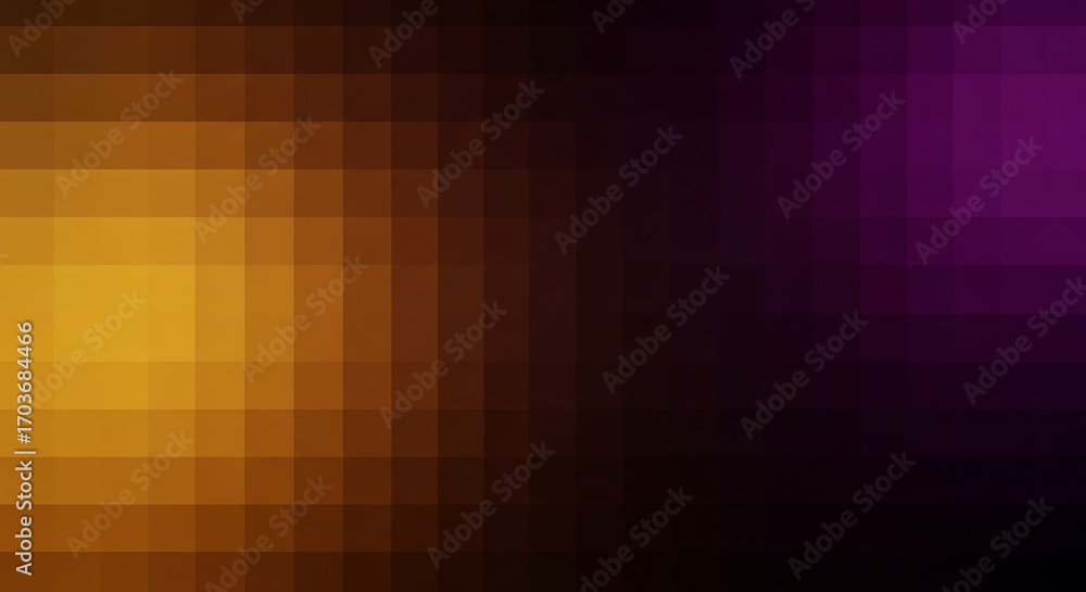 Poster abstract pixelated gradient transitioning from bright yellow to deep purple mosaic