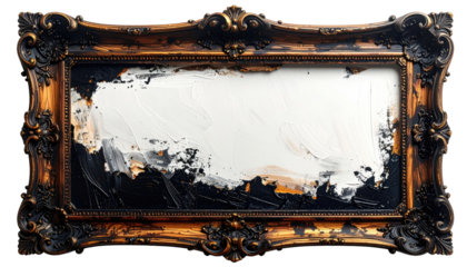 Abstract painting in ornate gold frame