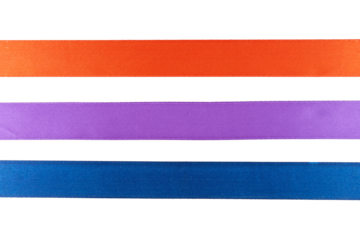 red, purple and dark blue ribbon sample isolated on white or transparent png