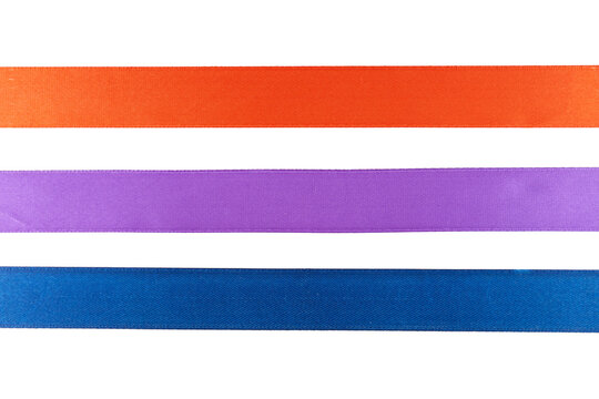 red, purple and dark blue ribbon sample isolated on white or transparent png
