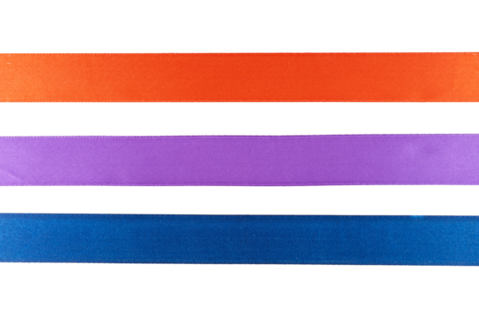 red, purple and dark blue ribbon sample isolated on white or transparent png