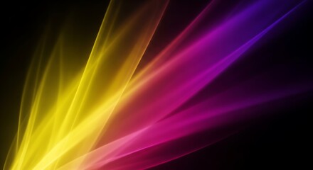 Abstract Yellow Pink and Purple Light Streaks on Black background