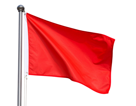 Top-Down View of Red Flag on Silver Pole, Minimalist Composition, Isolated - Powered by Adobe