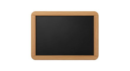 Empty wooden framed blackboard isolated on transparent background