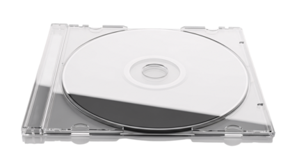 Blank cd in clear plastic case isolated on transparent background