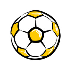 Stylized yellow soccer ball graphic design on black background