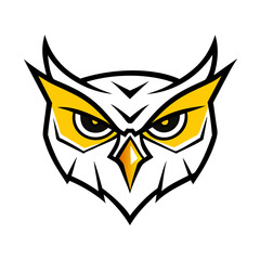 Intense yellow owl eyes with a black background