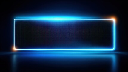 Glowing Neon Rectangle Frame on Tech Background