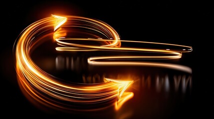 Glowing Arrows in Circular Motion on Black Background