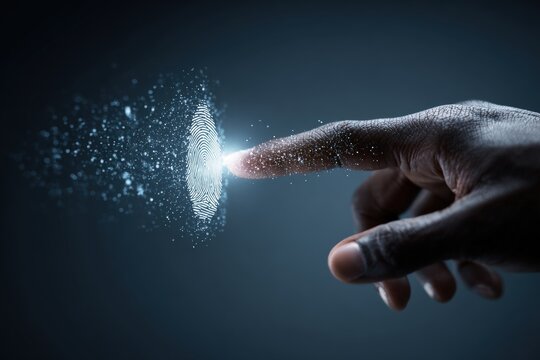 A hand touches a digital fingerprint (1)