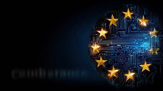 European Union Stars on Digital Circuit Board